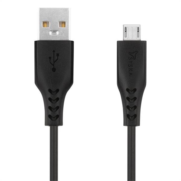 SYSKA CCMP01 1.2 m Micro USB Cable (Elegant Black)